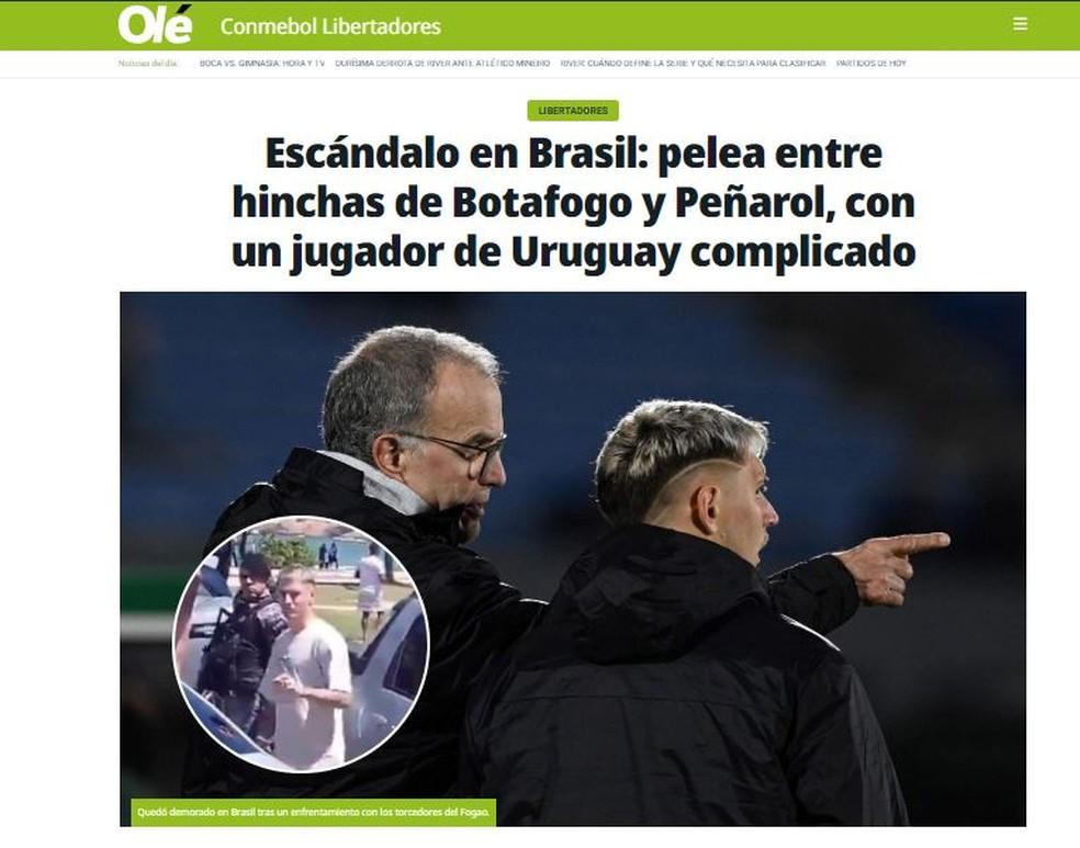 Olé chama de 'escândalo' briga de torcedores do Peñarol no Rio e destaca presença do rubro-negro Varela