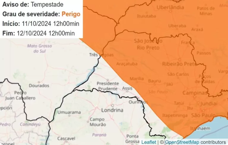 Alerta Laranja de Tempestade para a Região de Piracicaba