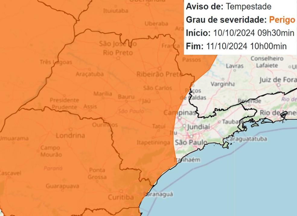 Inmet faz alerta laranja de perigo para tempestades em toda região de Piracicaba.