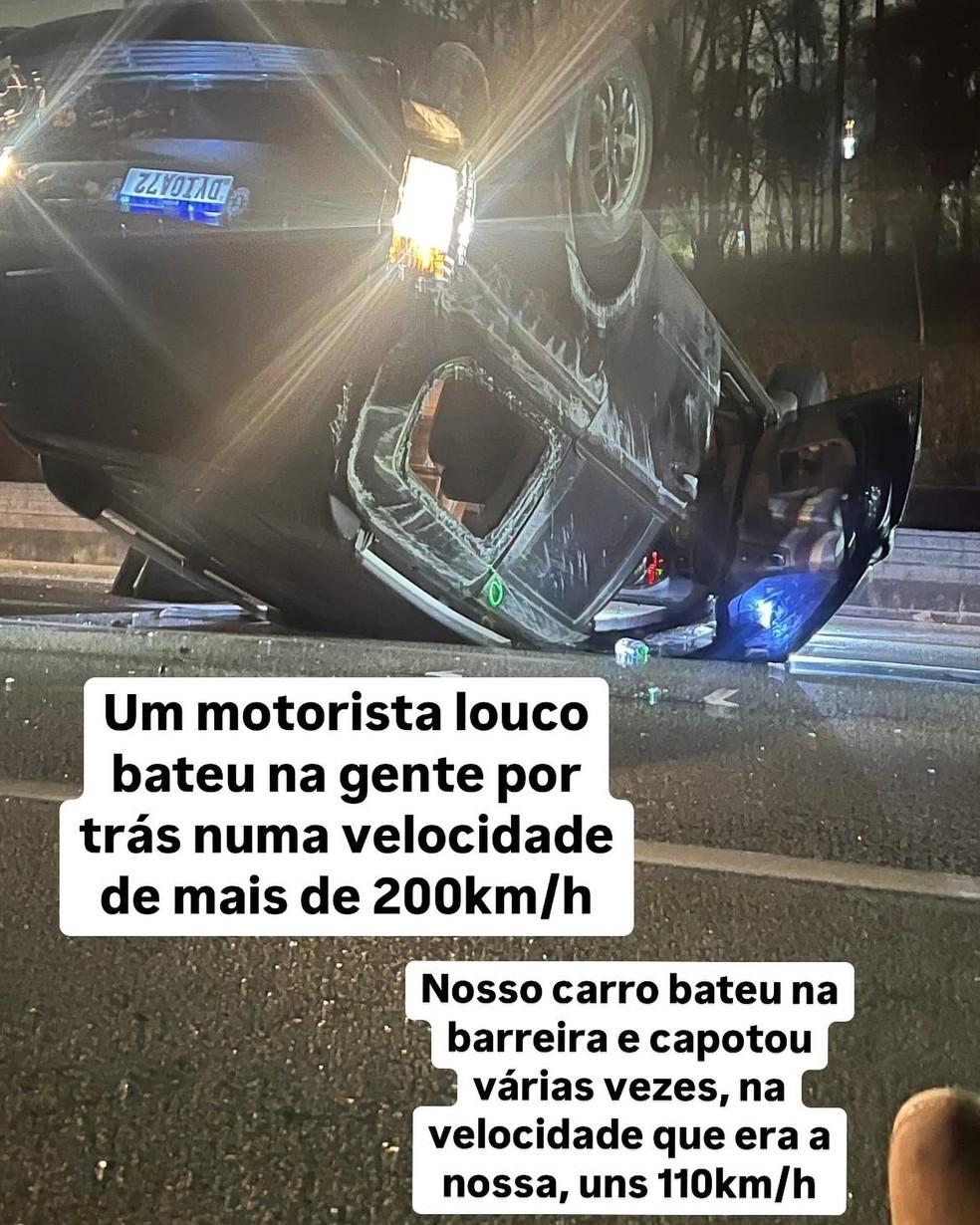 Paul Cabannes mostra carro destruído após acidente