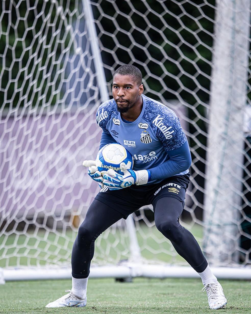 Diógenes durante treino do Santos — Foto: Raul Baretta/ Santos FC