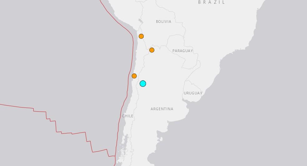 Terremotos registrados na Argentina e Chile