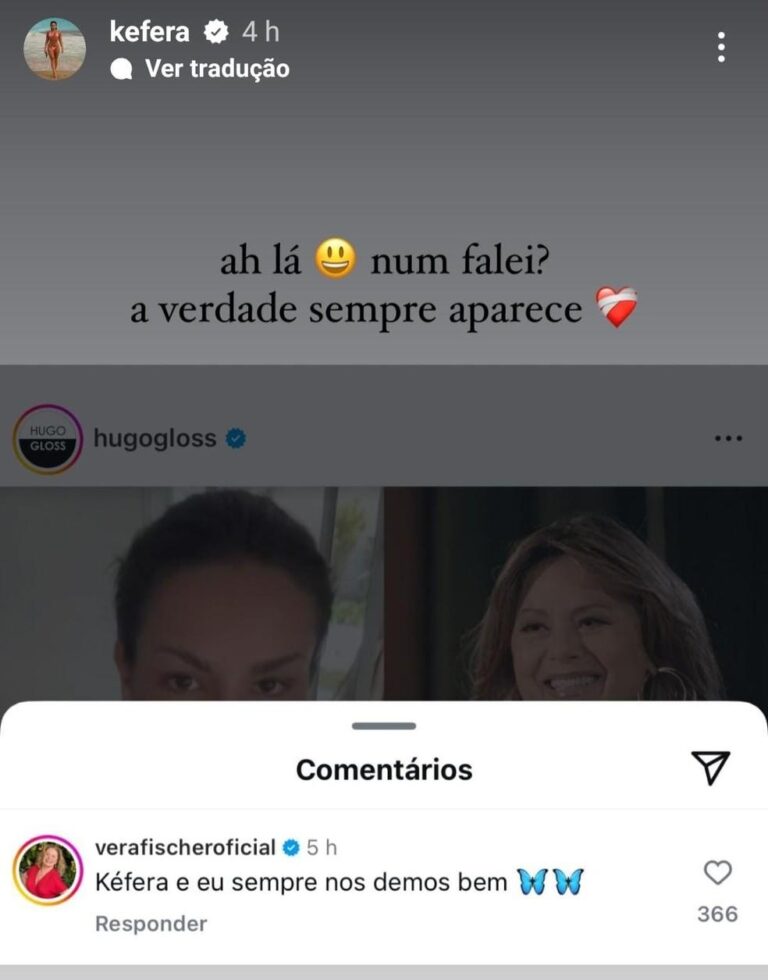 Vera Fischer e Kéfera se pronunciam sobre suposta briga após comentário de João Vicente