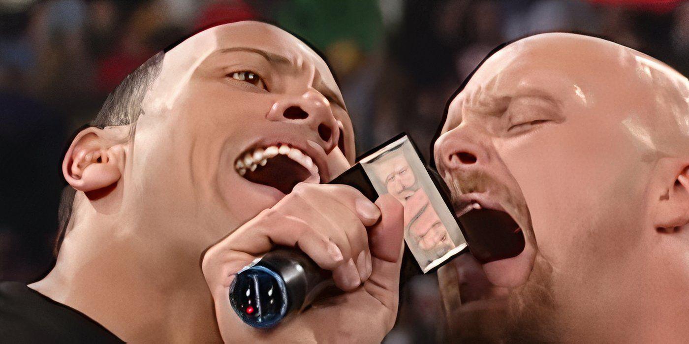 The Rock e Steve Austin cantam um dueto.