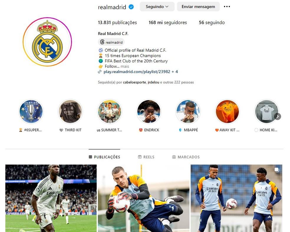 Instagram oficial do Real Madrid