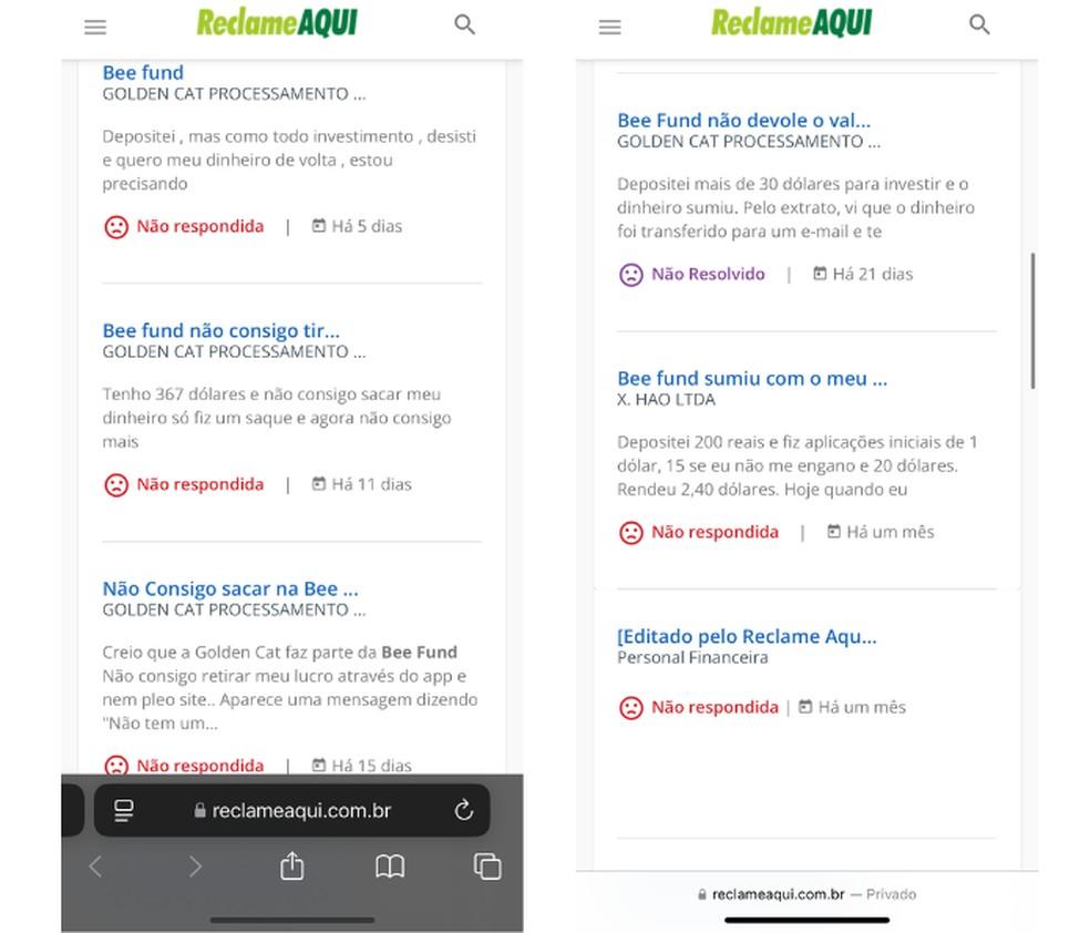 Usuários do BeeFund registram queixas em sites como o Reclame Aqui