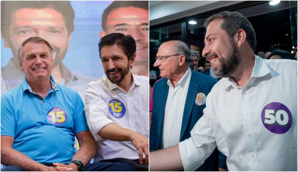 Ricardo Nunes e Jair Bolsonaro durante evento de campanha