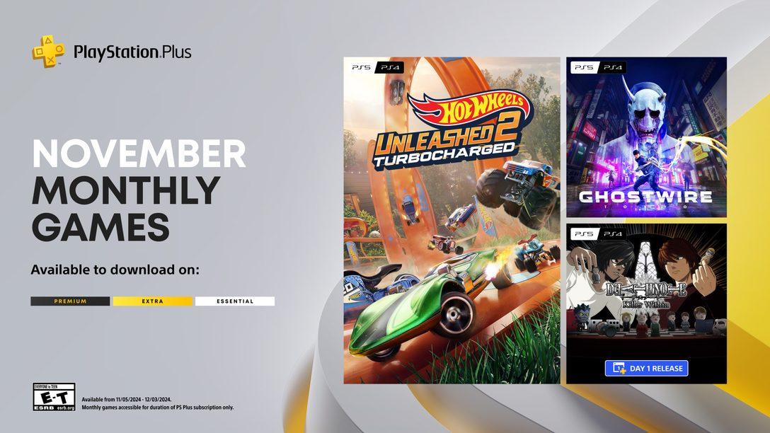 Jogos do PlayStation Plus de Novembro: Hot Wheels Unleashed 2, Ghostwire: Tokyo e Death Note Killer Within