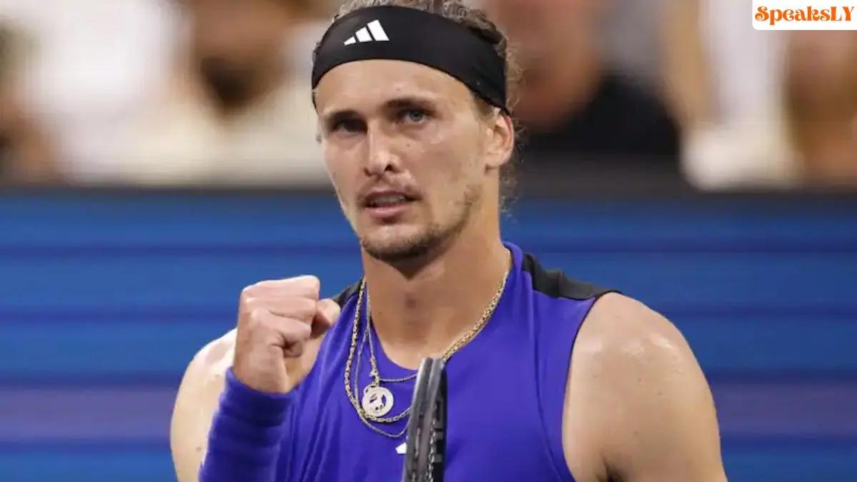 Alexander Zverev em ação durante competição de tênis.