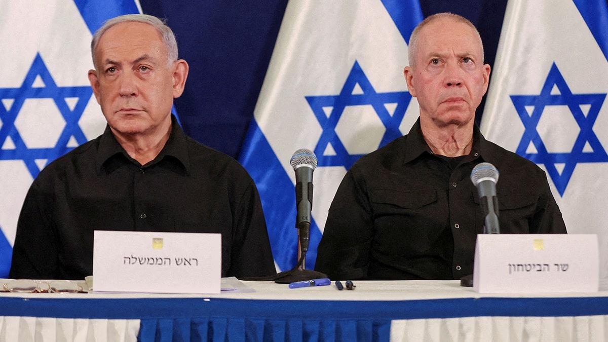 Netanyahu e Gallant durante coletiva de imprensa