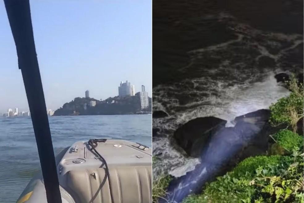 Autoridades realizam buscas após barco naufragar em São Vicente (SP) — Foto: Divulgação/GBMar e Arquivo Pessoal/Roni Pantera.