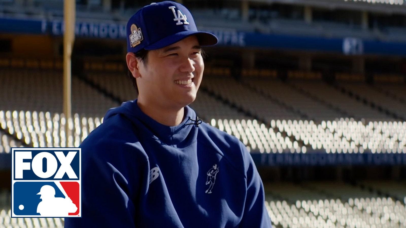 Shohei Ohtani expressando seus sentimentos sobre jogarem contra os Yankees na World Series