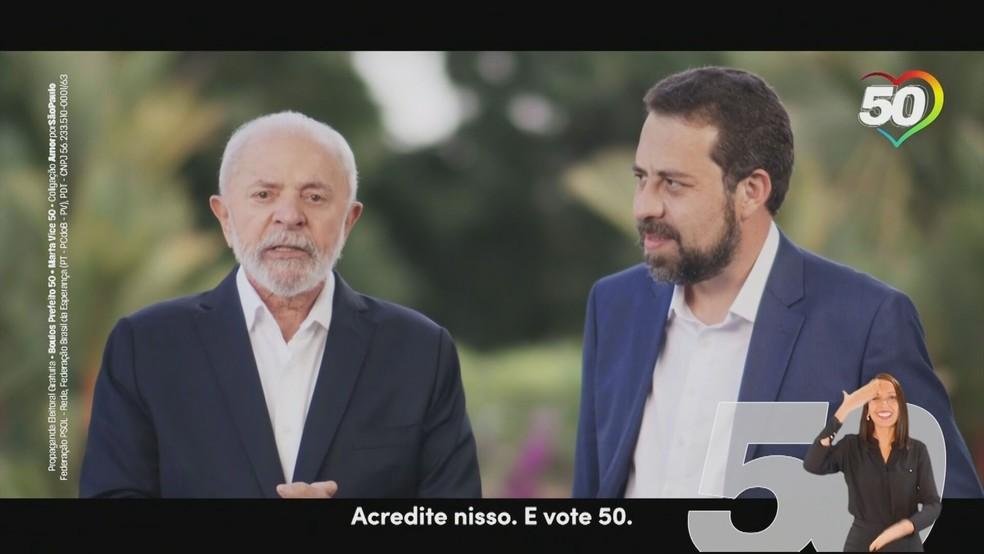 Guilherme Boulos (PSOL) exibe Lula no último horário eleitoral do 2° turno.