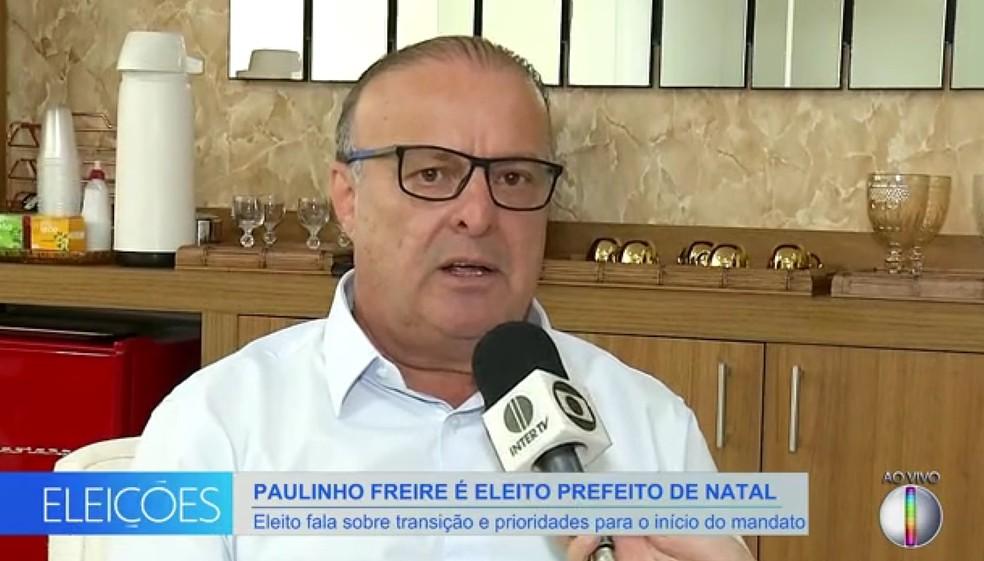 Paulinho Freire, prefeito eleito de Natal, durante entrevista ao RN1