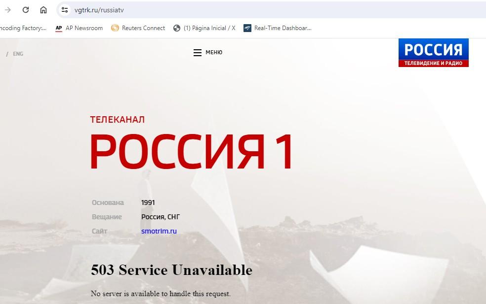 Site da mídia estatal russa VGTRK fora do ar