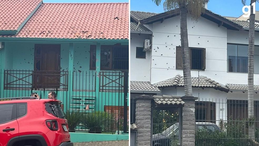 Como ficaram casas após confronto entre policiais em Novo Hamburgo.