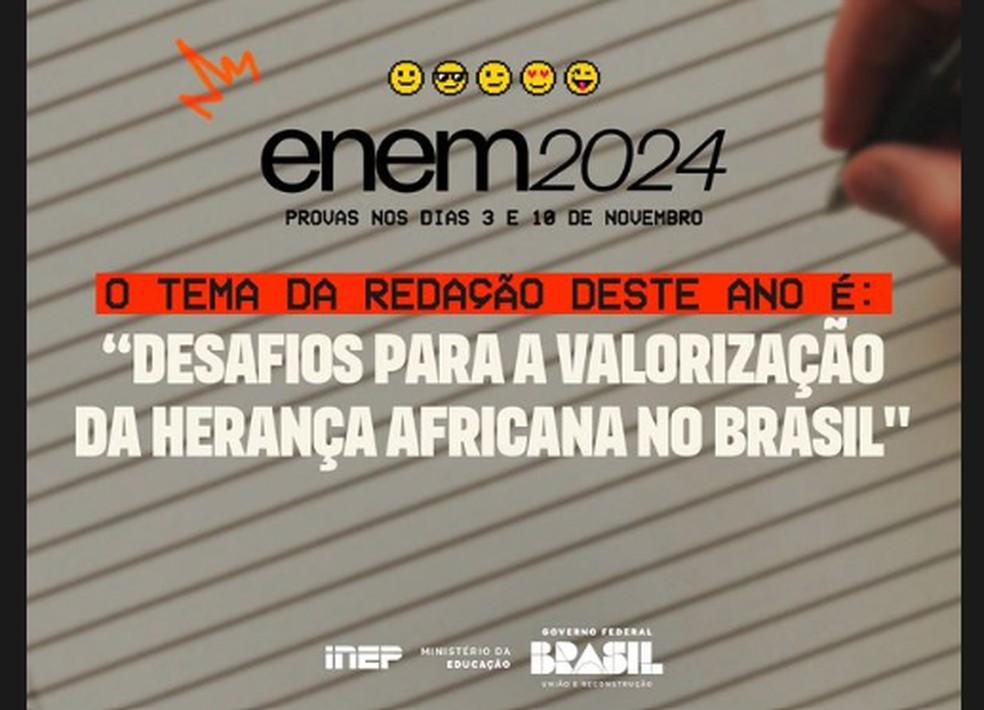 Tema da redação 2024