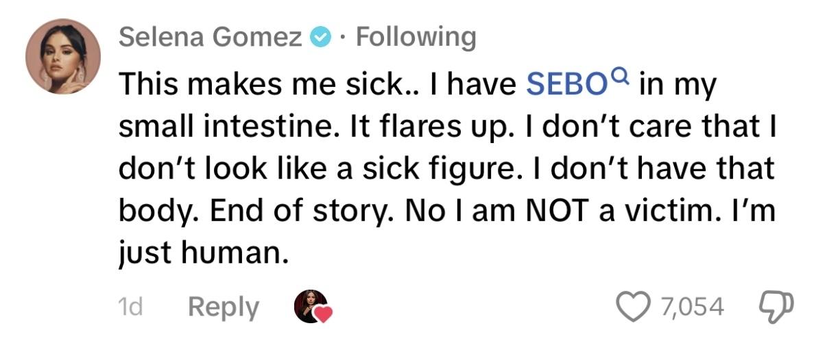 Comentário de Selena Gomez sobre SIBO e sua autoimagem