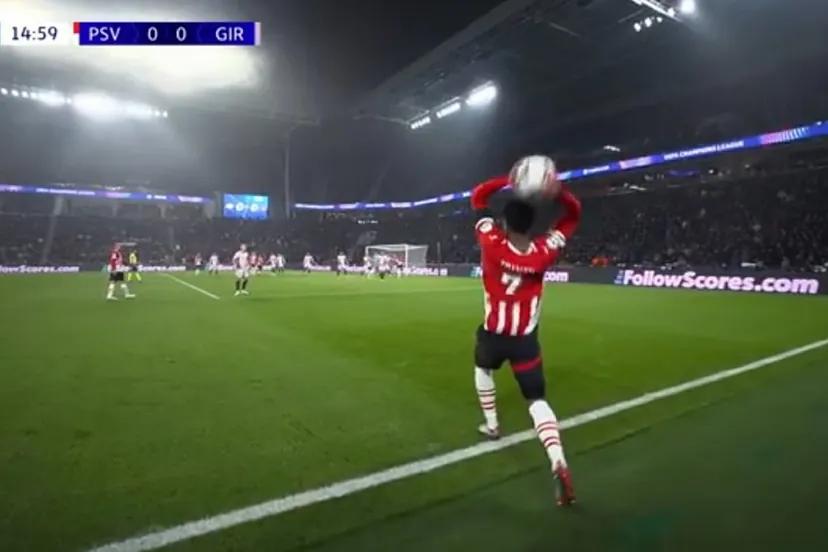 PSV e Girona durante partida da Champions League