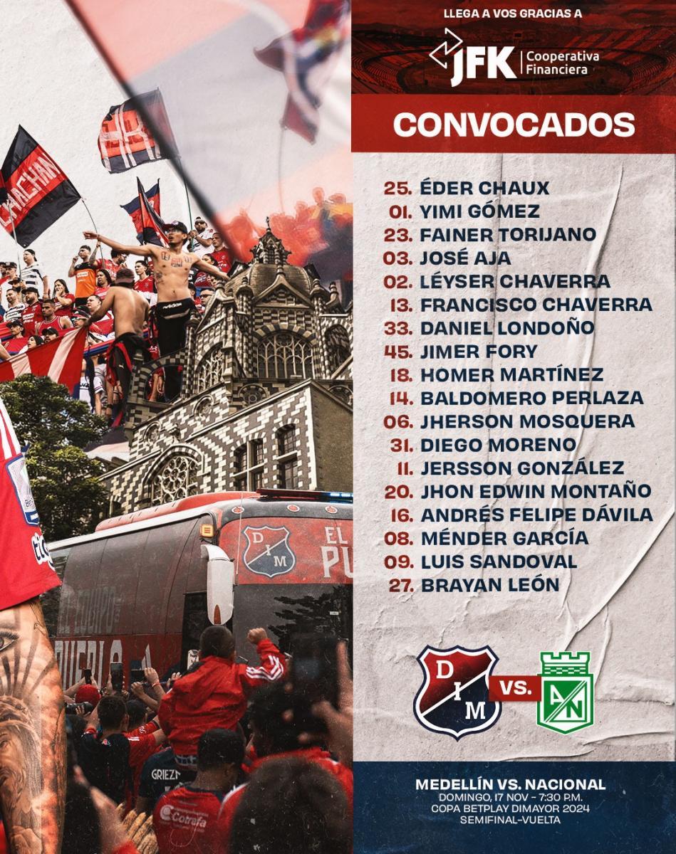 Convocação do Independiente Medellín para a semifinal da Copa