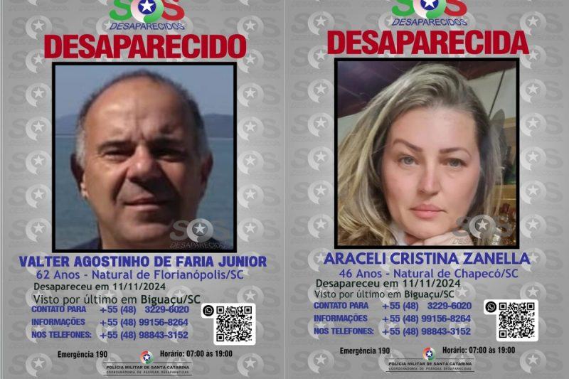 Casal está desaparecido em SC