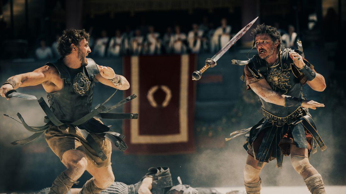 Paul Mescal e Pedro Pascal em Gladiador II