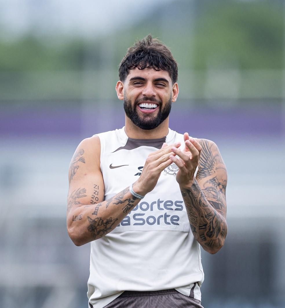 Yuri Alberto, atacante do Corinthians, durante treino