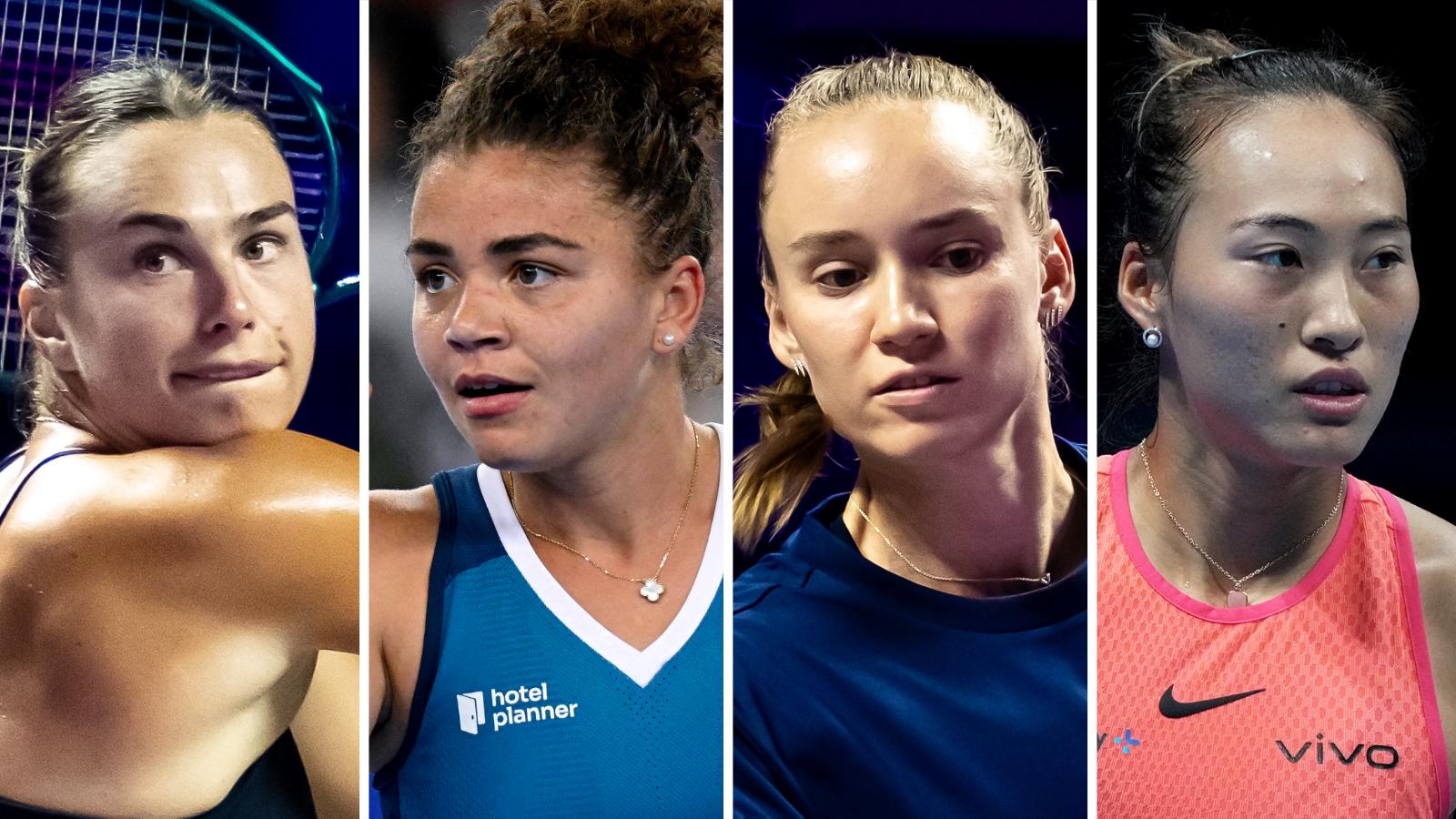 Aryna Sabalenka, Jasmine Paolini, Elena Rybakina e Zheng Qinwen em ação.