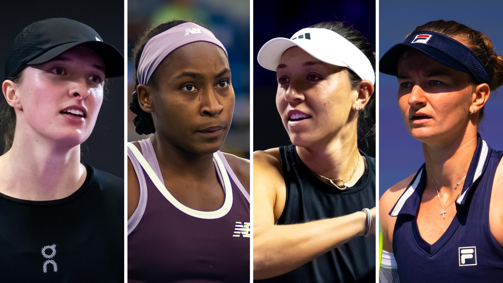 Iga Swiatek, Coco Gauff, Jessica Pegula e Barbora Krejcikova em ação.