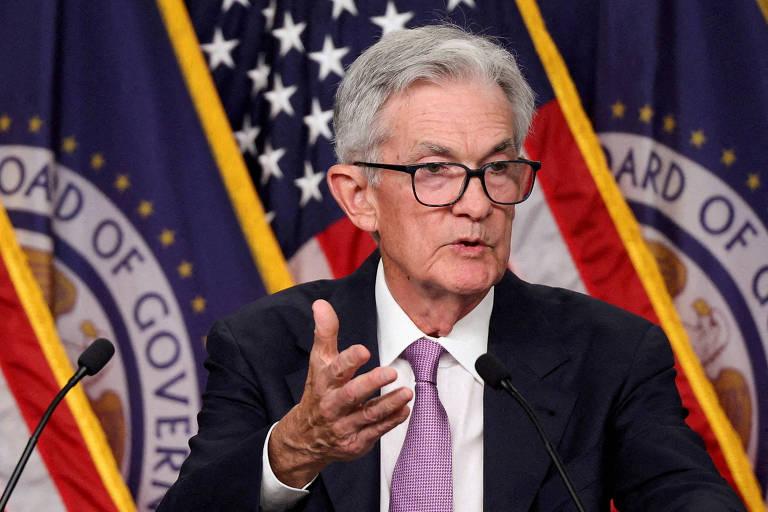 Jerome Powell, presidente do Fed, concede entrevista coletiva