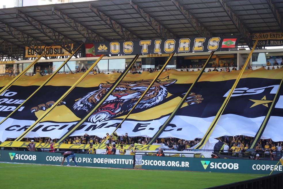 Torcida do Criciúma nas arquibancadas do Heriberto Hülse