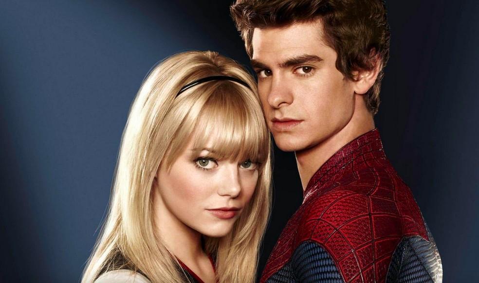 Emma Stone e Andrew Garfield como Gwen Stacy e Homem-Aranha