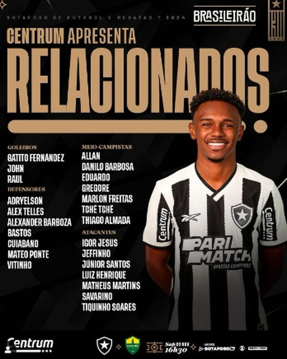 Jeffinho está de volta ao grupo do Botafogo