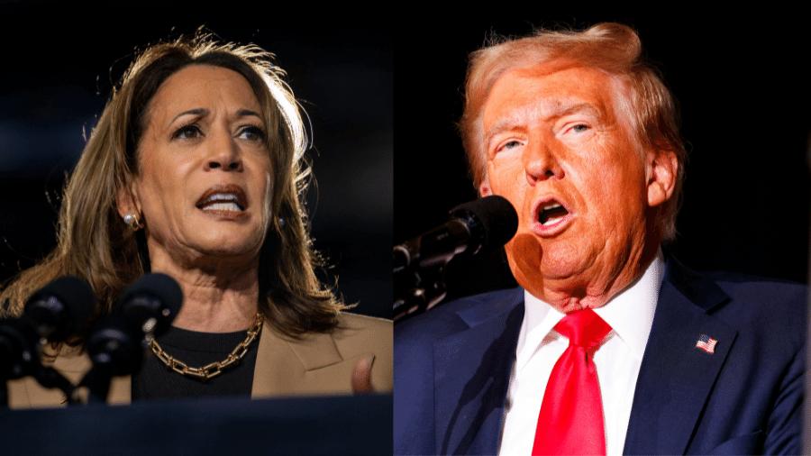 Kamala Harris e Donald Trump se enfrentam nas eleições para presidente dos EUA.