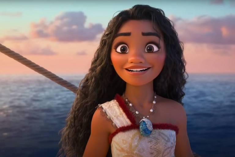 Cena do trailer da animação 'Moana 2', filme da Disney.