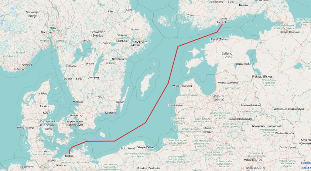 Mapa que mostra extensão do cabo submarino C-Lion1