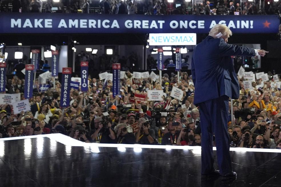 Donald Trump na convenção republicana em Milwaukee