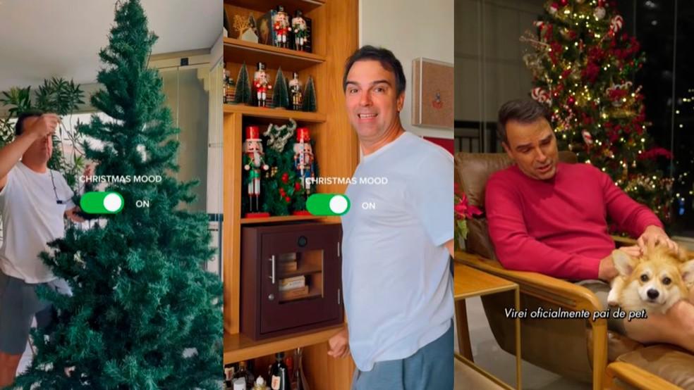 Tadeu Schmidt organiza decoração de Natal em casa