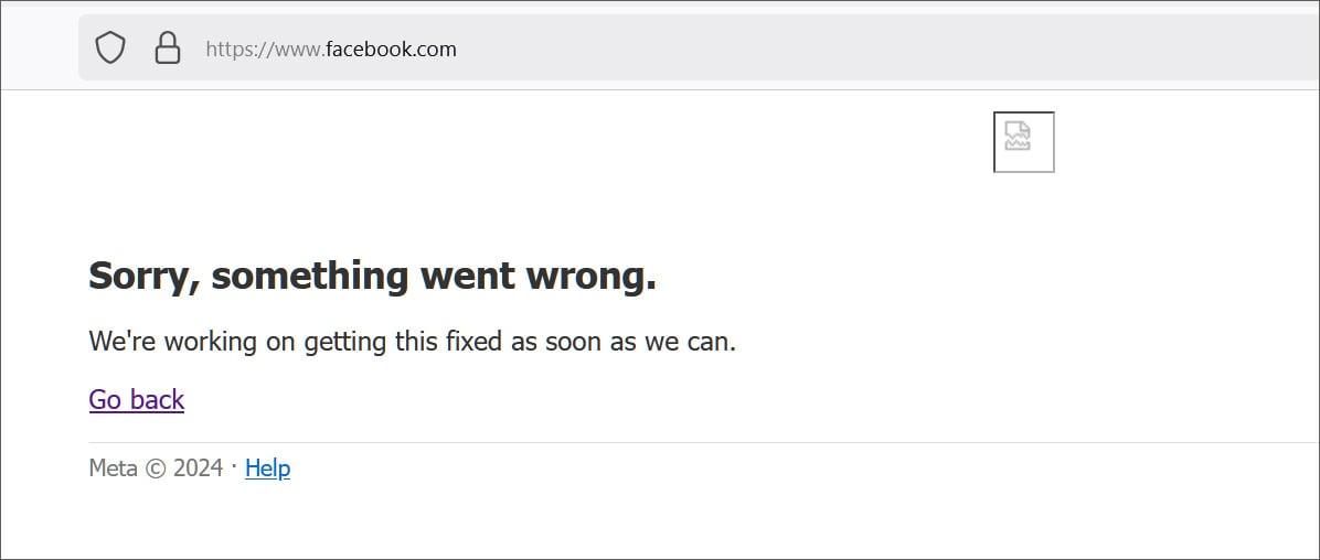 Facebook outage error