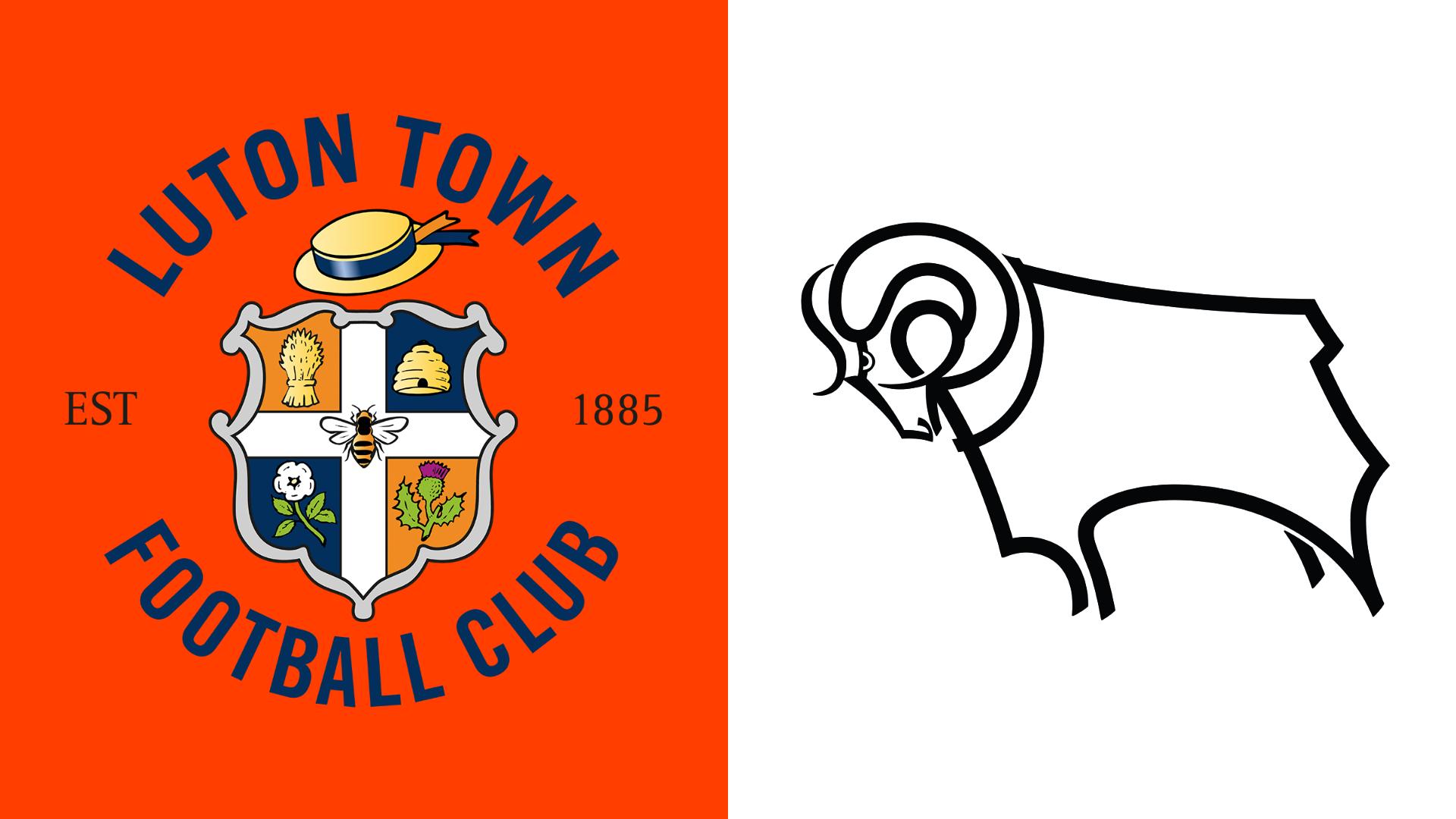 Escudos dos clubes Luton Town e Derby County