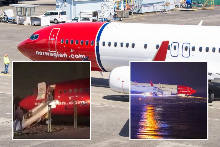 Norwegian Boeing 737-800 Desvia da Pista e Para Próximo ao Mar em Aeródromo de Molde