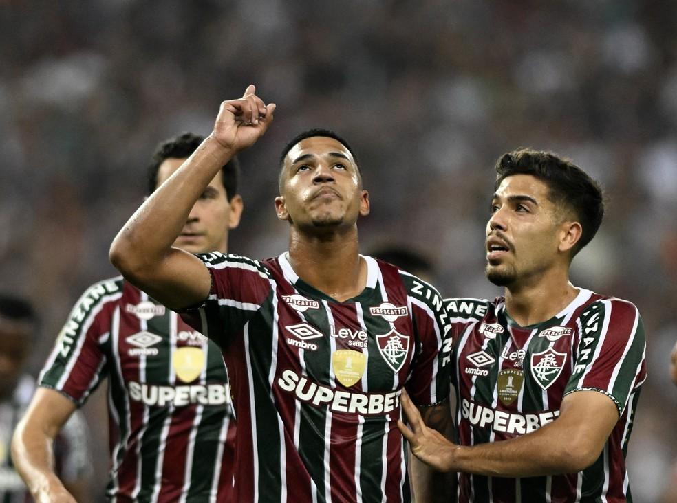 Kauã Elias comemora gol do Fluminense contra o São Paulo