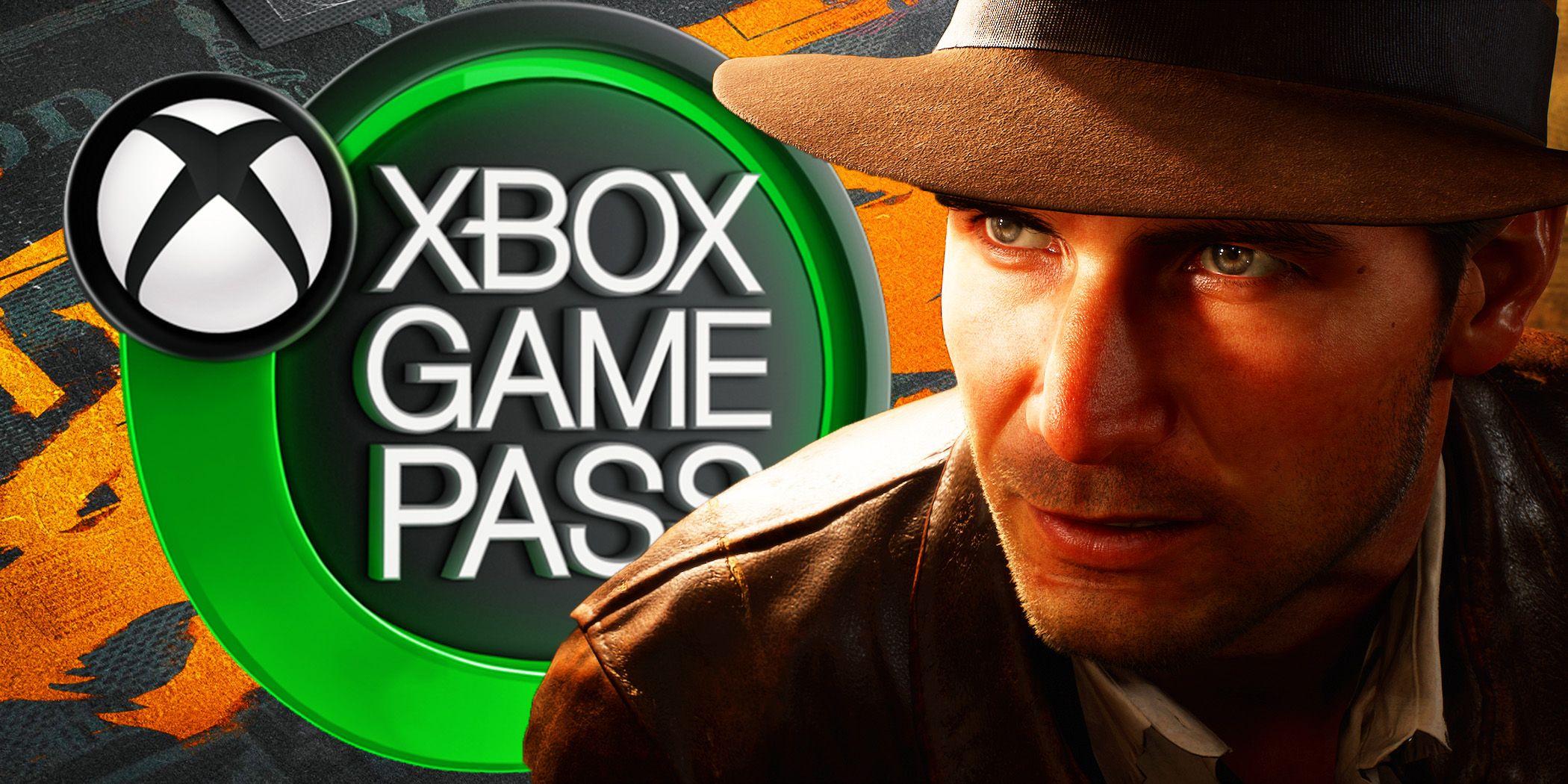 Indiana Jones da série The Great Circle com o logo do Xbox Game Pass