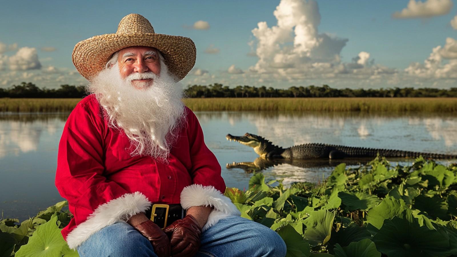 Papai Noel pantaneiro: inteligência artificial cria imagem do Bom Velhinho brasileiro.