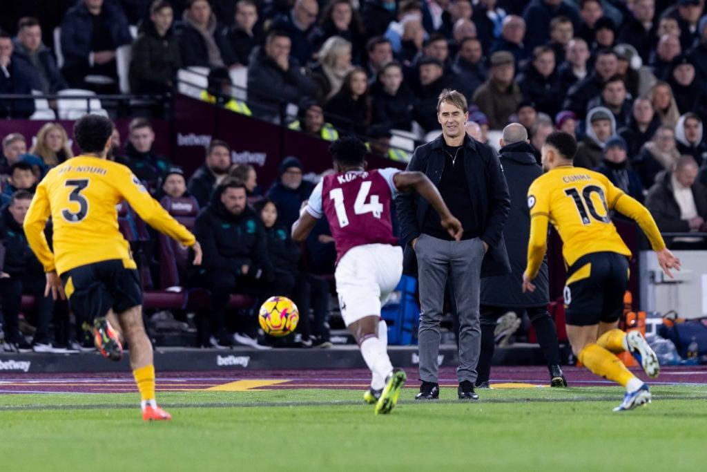 Julen Lopetegui durante a partida do West Ham contra Wolverhampton