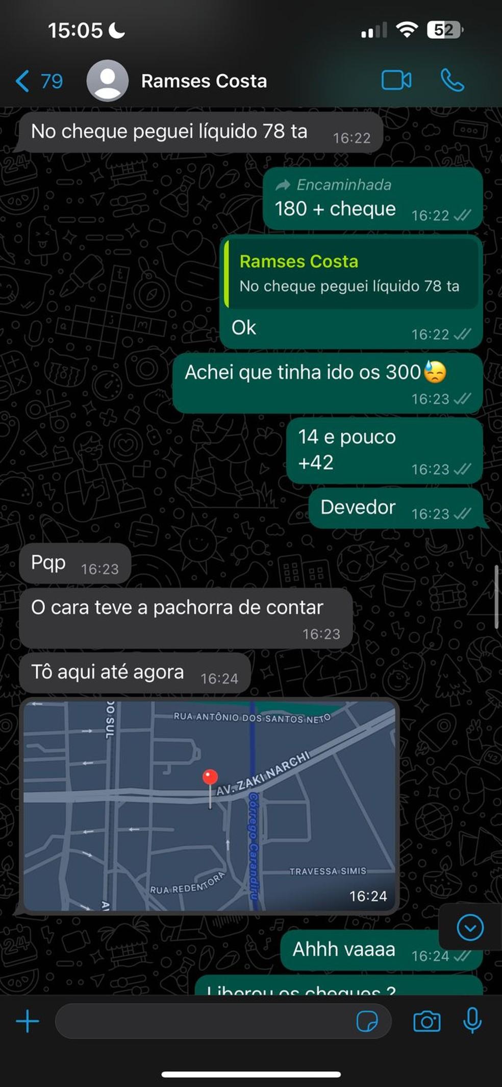 Mensagens entre Ramsés e Gritzbach