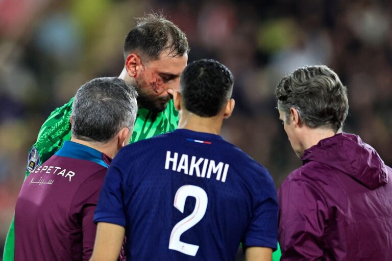 Goleiro Donnarumma sofre trauma facial em jogo do PSG contra o Mônaco