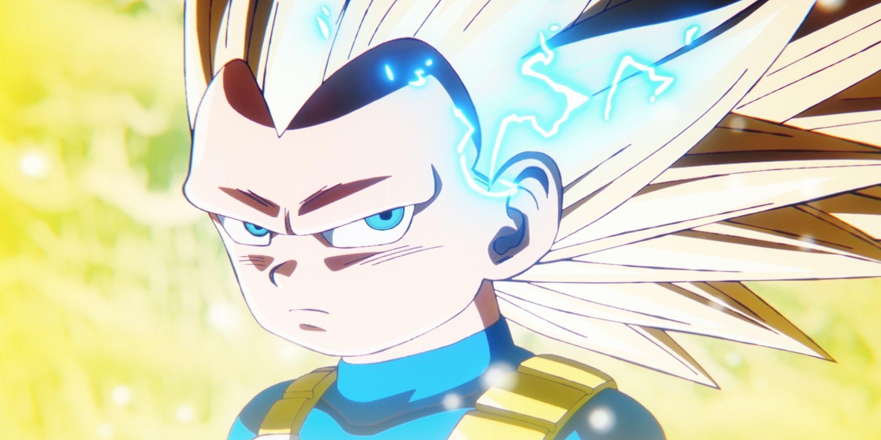 Vegeta Mini transformado em Super Saiyan 3