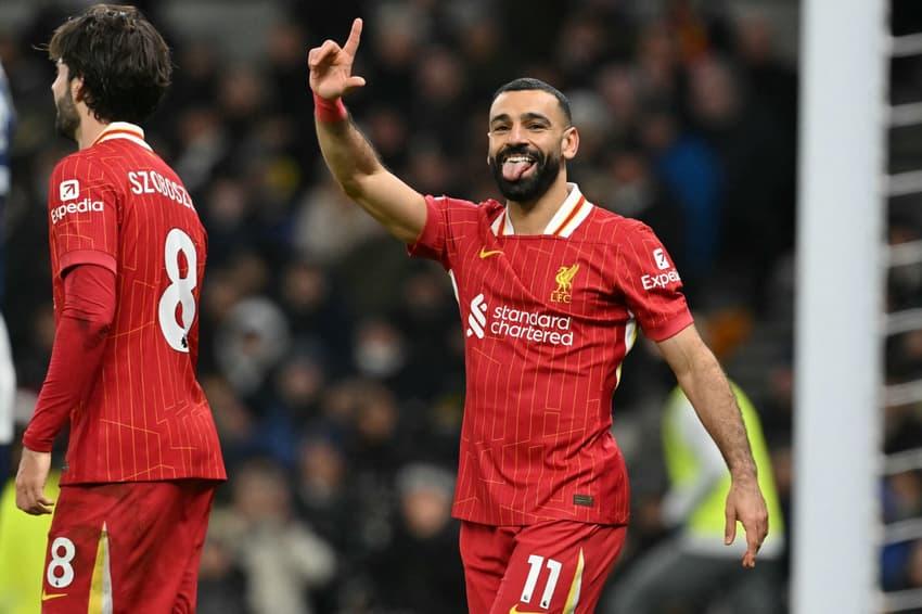 Mohamed Salah comemora gol pelo Liverpool