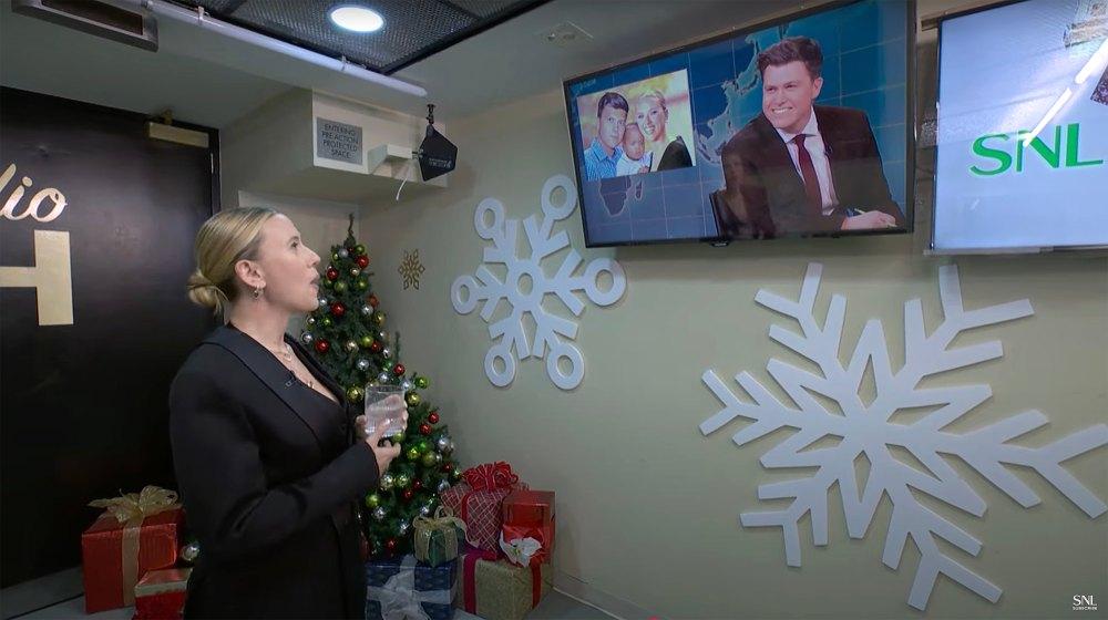 Scarlett Johansson Live responde à piada de Colin Jost sobre a 'atualização de fim de semana', de Michael Che.